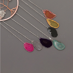 Подвесные украшения в виде дерева жизни из натурального розового кварца и хрустальной крошки HJEW-D302-04