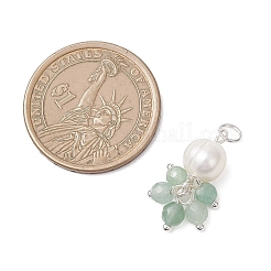 Pendentifs ronds à facettes en aventurine verte naturelle&nbsp;PALLOY-JF04750-02