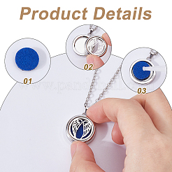 2 Sets Legierung Hohl ätherisches Öl Diffusor Parfüm Medaillon Anhänger 304 Edelstahl Kette Halsketten&nbsp;NJEW-HS0001-22D