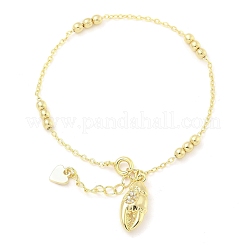 Браслеты с подвесками из латуни с микропаве из прозрачных кубических цирконий для женщин BJEW-C083-13G