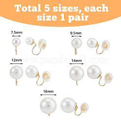 5 пара сережек-каффов с искусственным жемчугом 5 размера&nbsp;EJEW-FI0002-54