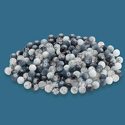 300 шт. 6-цветные стеклянные круглые бусины с эффектом кракле&nbsp;DGLA-LT0001-09