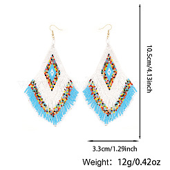 Серьги-подвески из ромбического стеклянного бисера ручной работы&nbsp;TB2555-2