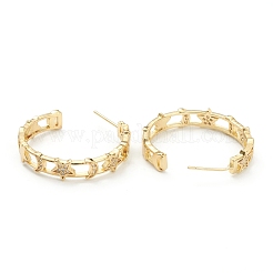 Серьги-гвоздики из латуни с микропаве Star & Moon и прозрачным фианитом ZIRC-M117-21G