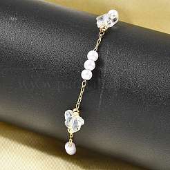 Браслеты-цепочки из латуни и стекла для женщин BJEW-F517-02G-02