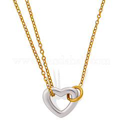 Collares con colgante de corazón de acero inoxidable 304 bicolor para mujer&nbsp;FS-WGDA821-01