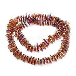 電気メッキ透明ガラスビーズ連売り  虹メッキ  三角形  オレンジ  9x15.5~16mm  穴：1mm  約120個/連  24.57~25.67''（62.4~65.2センチメートル）&nbsp;EGLA-R114-01B