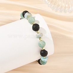 Bracelets extensibles en perles de larimar naturel et pierres naturelles mélangées rondes&nbsp;BJEW-JB14433