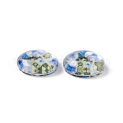 Halbrund / Kuppel floral bedruckten Glasflatback Cabochon&nbsp;X-GGLA-A002-10mm-UU
