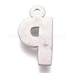 変色しにくい304ステンレススチールペンダント  アルファベット  文字.p  16x8.5x2mm  穴：1.2mm&nbsp;STAS-H119-01P-P