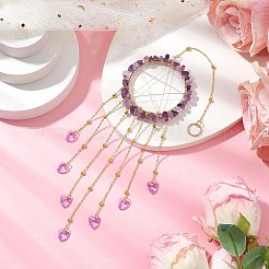 Проволочная оплетка из натурального аметиста подвесное кольцо украшения HJEW-JM02371-06