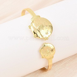 Браслеты-манжеты из латуни с морскими организмами для женщин&nbsp;BJEW-D368-03B-G