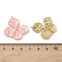 304ステンレススチールエナメルペンダント  花のチャーム  スパンコール  18KGP本金メッキ  32x29.5x2.5mm  穴：1.5mm&nbsp;STAS-C179-01G