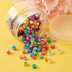 Ручной полимерной глины плоские круглые с большой буквы бисера CLAY-CW0001-01