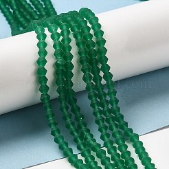 オーストリアのクリスタル曇りガラスビーズ連売りを模倣します。  グレードAA  多面カット  双円錐形  シーグリーン  4x4mm  穴：0.8~1mm  約75~78個/連  28~29cm&nbsp;EGLA-A039-T4mm-MD10