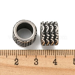 316サージカルステンレススチール製大穴ビーズ  テクスチャードカラム  アンティークシルバー  9x13x9mm  穴：9mm&nbsp;STAS-Q326-09AS-11