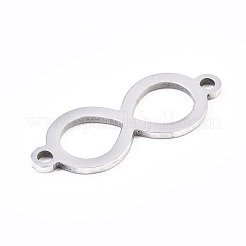 変色しない201ステンレス鋼リンクコネクター  レーザー切断  無限大  ステンレス鋼色  8x21.5x1mm  穴：1.4mm&nbsp;STAS-S110-113P
