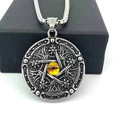 Европейские ожерелья из нержавеющей стали с подвеской в виде желтой звезды от сглаза для мужчин YW2402