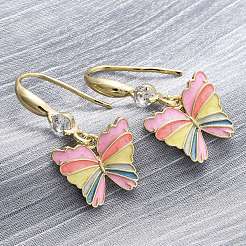 Серьги с подвесками из латуни с прозрачным фианитом и прозрачным фианитом EJEW-F362-16G