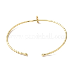Brazaletes abiertos con letras de circonita cúbica transparente micro pavé de latón chapado en estante&nbsp;BJEW-A018-01G-I