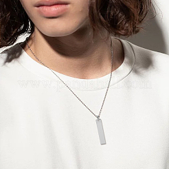 10 collier pendentif rectangulaire en acier inoxydable 304&nbsp;NJEW-UN00019