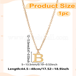 304ステンレススチールレターペンダントネックレス  鉛フリー＆ニッケルフリー＆カドミウムフリー  文字B  17.52インチ（44.5cm）〜17.72インチ（45cm）  文字：1mm&nbsp;NJEW-LP0001-53B-G
