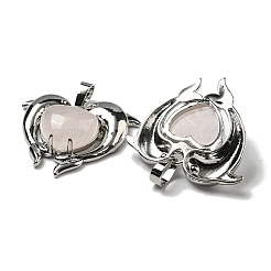 Сердечные подвески из натурального розового кварца&nbsp;G-M434-02P-25