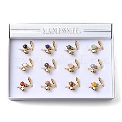 Круглые натуральные смешанные кольца из камня RJEW-C119-05G