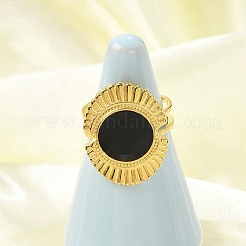 Овальные эмалированные открытые манжеты из нержавеющей стали 304 для женщин&nbsp;LS-RJEW-G338-17G-02