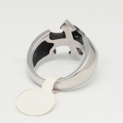 Уникальные ретро мужские украшения на Хэллоуин кольца с черепами из нержавеющей стали 304 RJEW-F006-315