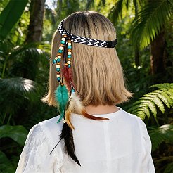 1 Stück Boho Federn Stirnband Haarverlängerung Kopfbedeckung&nbsp;AJEW-DJ0001-51B