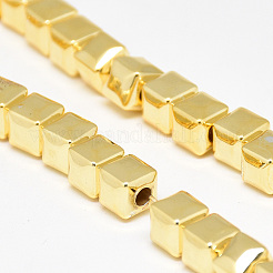 電気メッキ磁気無し合成ヘマタイトビーズ連売り  キューブ  黄金メッキ  6x6x6mm  穴：2mm  約70個/連  16.1インチ&nbsp;G-Q465-41G