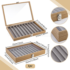 Estuches para bolígrafos de piel sintética con 10 ranura y tapa con ventana de vidrio transparente&nbsp;ODIS-WH0025-355B