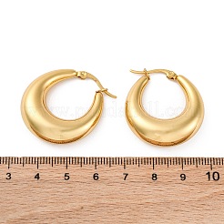 PVD 真空メッキ 304 ステンレススチール製チャンキーフープピアス (女性用)  長持ちメッキ  ゴールドカラー  32x28x10mm  ピン：0.6mm&nbsp;EJEW-F280-06E-G