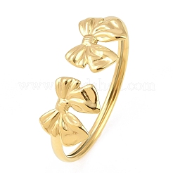 Браслеты-манжеты из нержавеющей стали 304 с бантом для женщин&nbsp;LS-BJEW-A154-03G