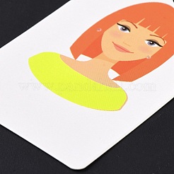 紙のピアスディスプレイカード  イヤリングホルダーカード  女の子の模様と長方形  緑黄  9x6x0.03cm  穴：5mmと1mm&nbsp;DIY-B061-05G