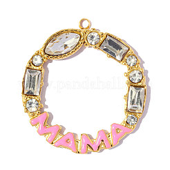 Pendentifs en acier inoxydable 304 sertis de zirconiums cubiques transparents pour la fête des mères&nbsp;STAS-OY018-32G