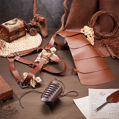 Регулируемый средневековый кожаный чехол из искусственной кожи с железными ножнами для фехтования и наручем с перчаткой&nbsp;AJEW-OC0005-08