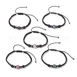 Круглые браслеты из натуральных бусин смешанных драгоценных камней&nbsp;BJEW-JB13332