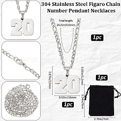 Collier avec pendentif en forme de chaîne Figaro en acier inoxydable 304&nbsp;NJEW-BBC0001-28A-P