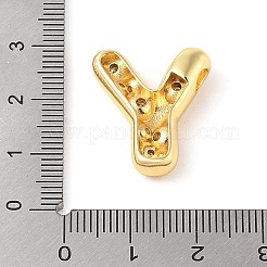 真鍮製マイクロパヴェクリアキュービックジルコニアペンダント  a～zの文字  文字y  22x19x6mm  穴：4mm.&nbsp;KK-Z046-01G-Y