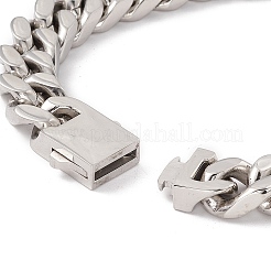 変色しない304ステンレススチールカーブチェーンブレスレット女性用  ステンレス鋼色  8-1/2インチ（21.5cm）&nbsp;BJEW-E107-03P-01