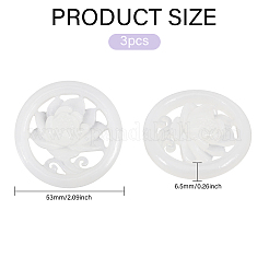 3 шт. натуральный афганский белый нефрит полые большие подвески&nbsp;G-CA0001-79