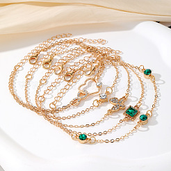 5 pz 5 stili braccialetto a catena in lega e set di braccialetti per le donne&nbsp;WG6073F-01