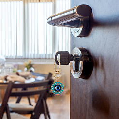 4 шт. 4 цвета круглые эмалевые подвески со стразами от сглаза HJEW-DC0001-08