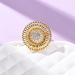 Латунные микро проложить манжеты кольца кубического циркония RJEW-D323-03G