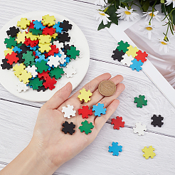40個 6色 密度ボード DIY ペイント ジグソーパズル  子供のおもちゃ工芸品ジグソーパズル  ミックスカラー  19x19x2.5mm  20個/カラー&nbsp;DIY-GF0003-68