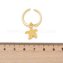 Кольца-манжеты с эмалью из латуни и морской звездой для женщин RJEW-U057-03G