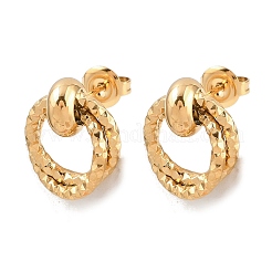 Серьги-гвоздики с текстурированными кольцами из нержавеющей стали 304&nbsp;EJEW-P324-03G