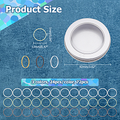 3色の真鍮製リンクリング72個  ミックスカラー  12x0.7~1mm  内径：11mm  24個/カラー&nbsp;KK-HS0001-65
